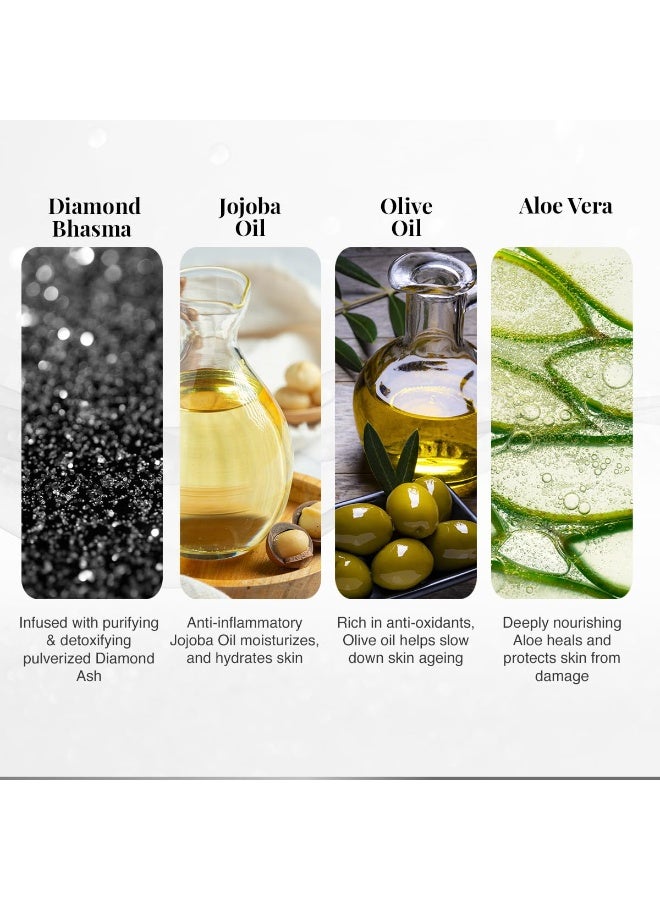 VLCC Diamond Facial Kit - 60g | Purifying with Parlour Glow | Improves Elasticity, Brightens and Helps Lighten Patchy, Damaged Skin | with Colloidal Diamond, Aloe Vera, Jojoba & Olive Oil - Image 2