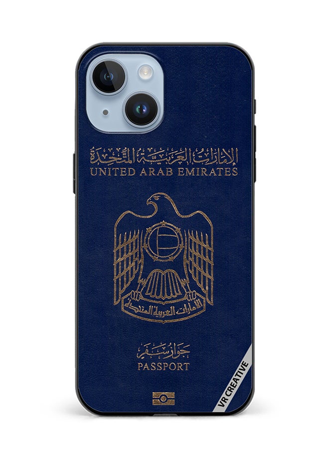 VR CREATIVE غطاء حماية لجهاز آبل آيفون 15 تصميم جواز سفر الإمارات متعدد الألوان - Image 1