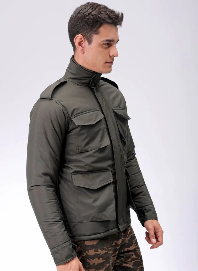The Indian Garage Co Men Slim Fit Solid Puffer Jackets