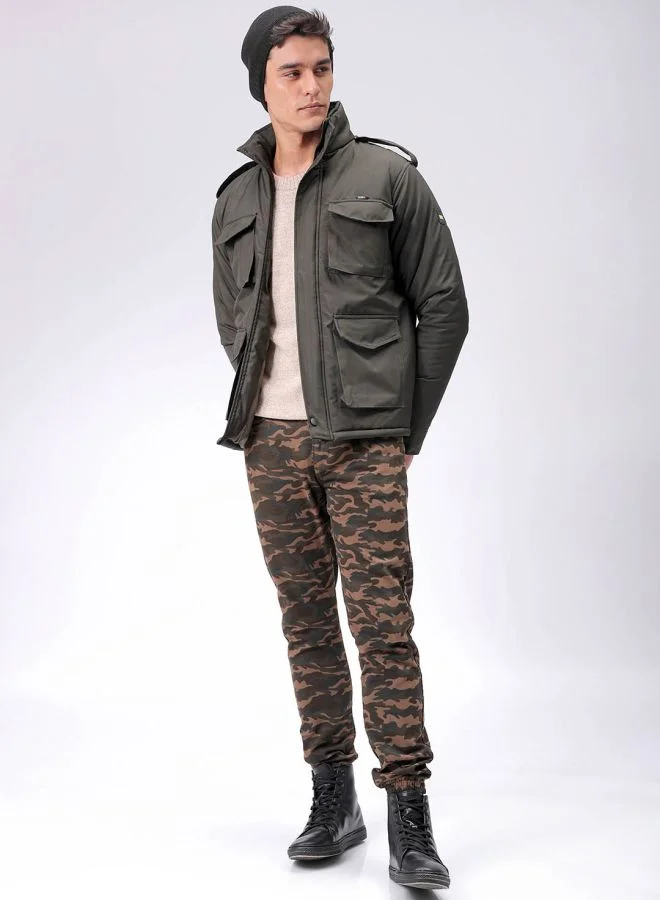The Indian Garage Co Men Slim Fit Solid Puffer Jackets