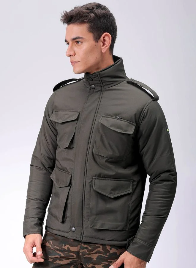 The Indian Garage Co Men Slim Fit Solid Puffer Jackets