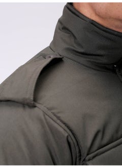 The Indian Garage Co Mens Olive Slim Fit Utility Hooded Zipper Placket Flap Pocket Winter Jacket  - Image 2
