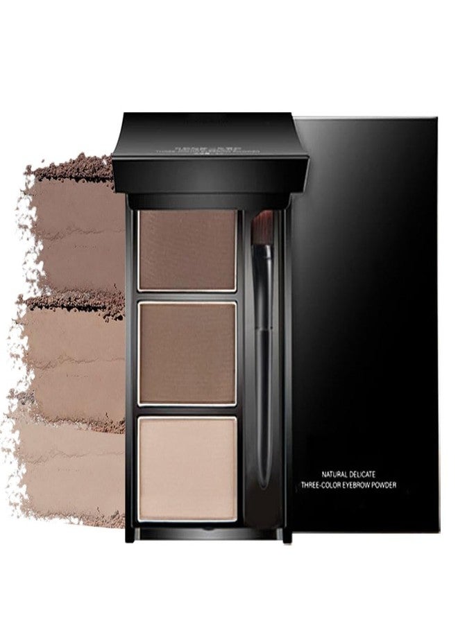 كاكيلا مجموعة بودرة الحواجب باللون البني الداكن والفاتح، بودرة حواجب للنساء مع فرشاة حواجب، تدوم طويلاً ومقاومة للماء، ثلاثة ألوان لملء الحواجب والحصول على حواجب طبيعية وكثيفة، مكياج بودرة الحواجب - Image 1