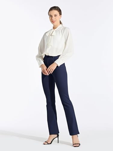 Willit 31" Women's Yoga Dress Pants Bootcut Stretch Work Slacks Office Business Casual Pants Belt Loops 4 Pockets Navy Blue L - Image 3