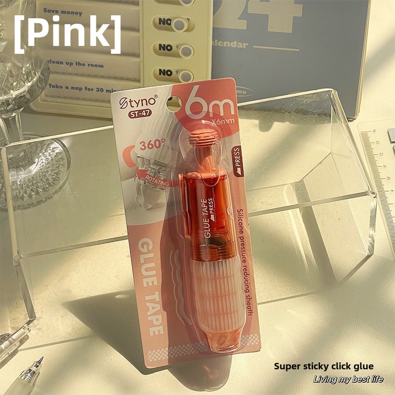 Generic Stylish Pen-Type Dot Adhesive with Refillable Correction Tape Pink