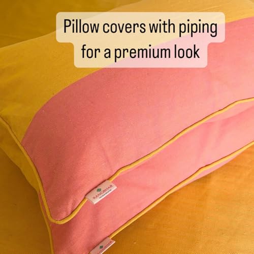 RANGBHAR Handloom Premium Bedsheet King Size | 100% Cotton Bed Sheet with 2 Pillow Covers | Hand Woven, Striped Bed Cover | 250 GSM Premium Heavy Bedspread | King Size 100 x 98 inch | Yellow - Image 2