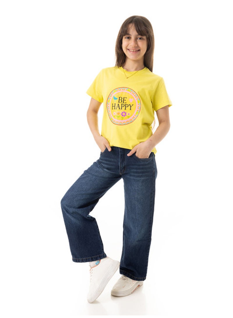 Andora Washed Wide Leg Girls Jeans - Dark Blue - Image 5