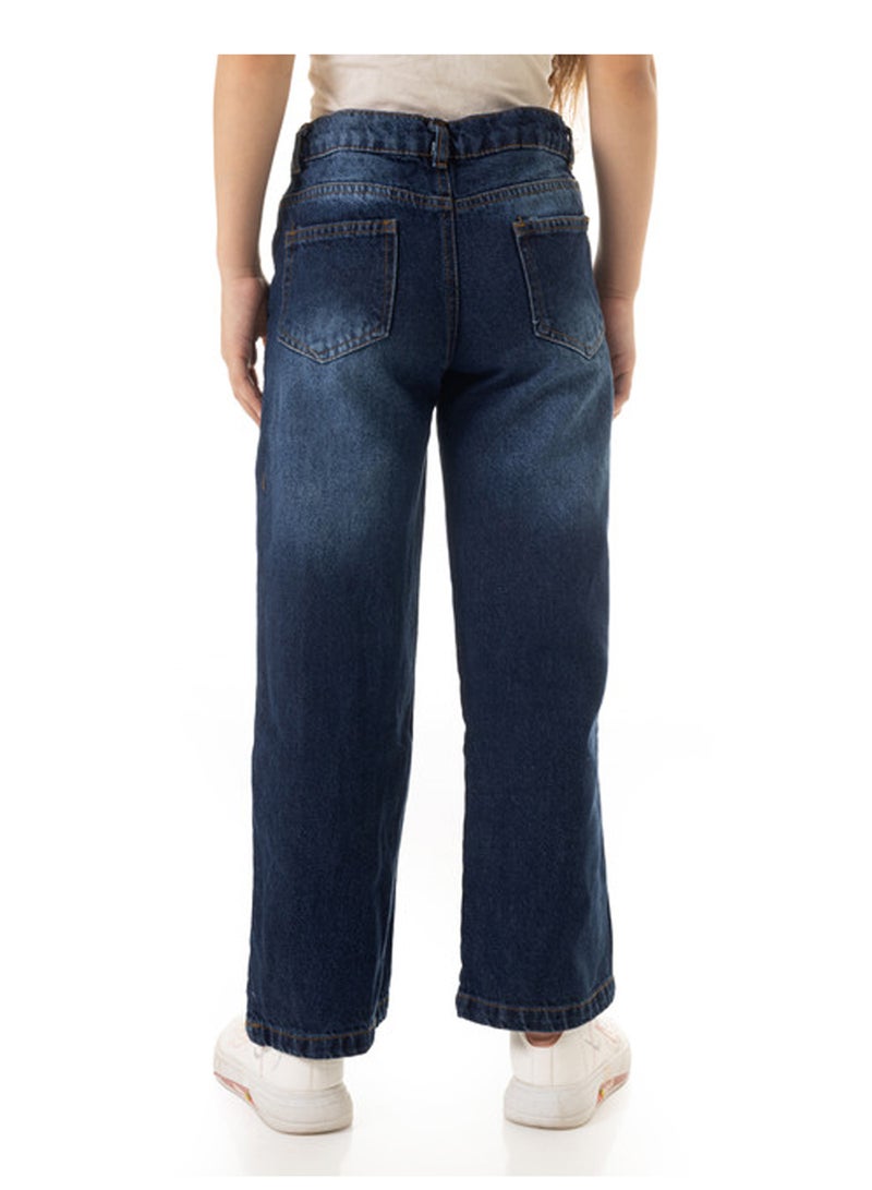 Andora Washed Wide Leg Girls Jeans - Dark Blue - Image 3