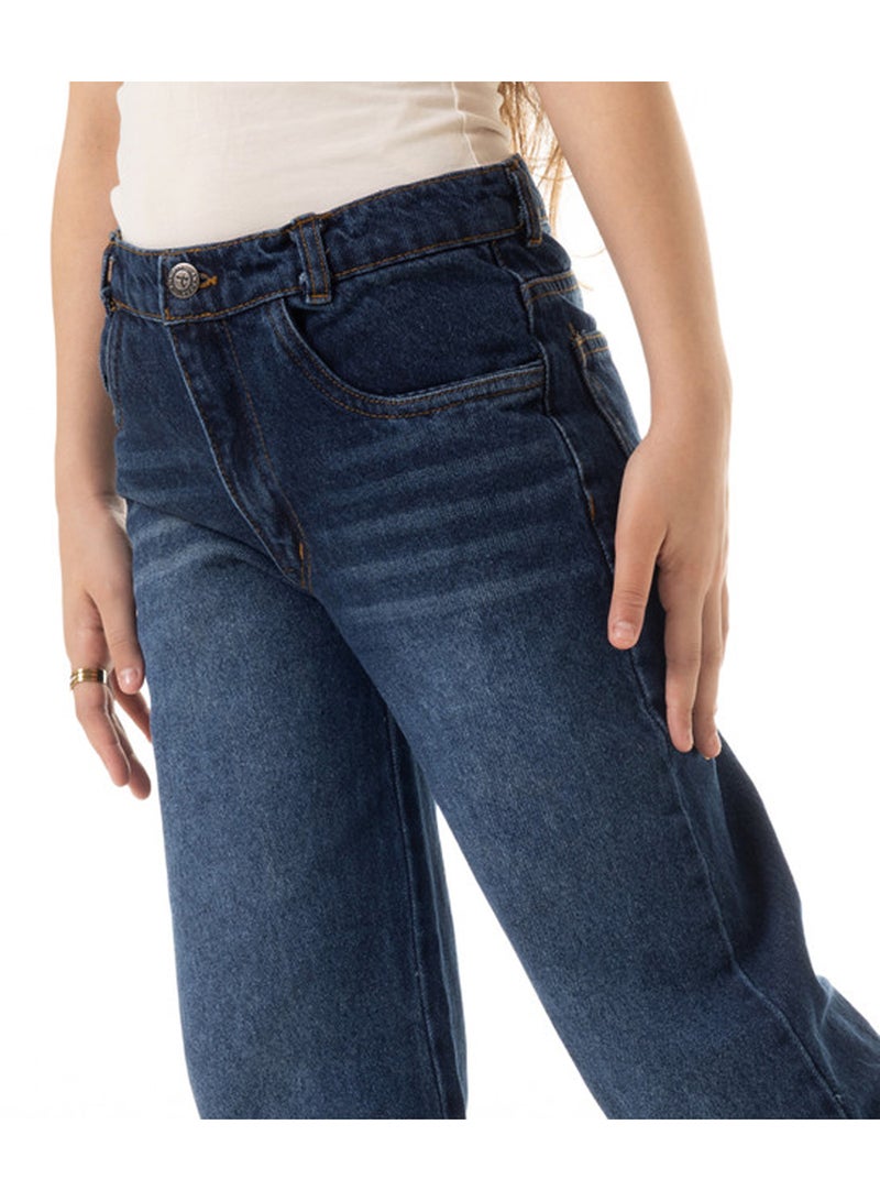 Andora Washed Wide Leg Girls Jeans - Dark Blue - Image 4