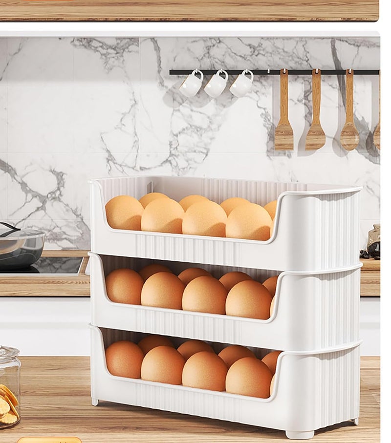 Kotudi Set of 3 Stackable Egg tray for 30 eggs Egg Box Eggs Storage Box Egg Container for Fridge Egg Holder Ideal Egg storage box for fridge Egg tray for fridge Durable egg organiser - Image 5