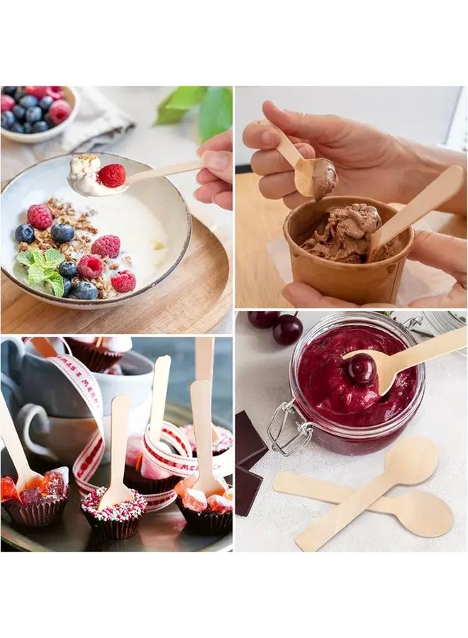 Pack Of 100 4.1 Inch Birchwood Disposable Tasting Spoons For Parties Weddings - Image 2