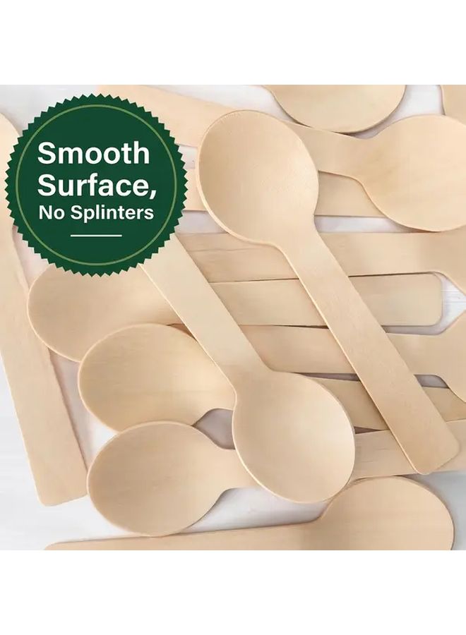 Pack Of 100 4.1 Inch Birchwood Disposable Tasting Spoons For Parties Weddings - Image 4