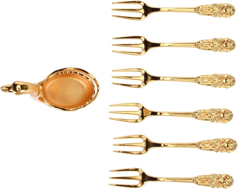 6Pcs Dessert Fork Set with Swan Base Holder, Metal Gold Forks, White and Gold Organizer - Elegant Tableware, Durable Metal Design, Ideal for Coffee and Fruit - Image 2