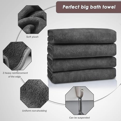 MAXOSHINE Microfiber Towels for Bath Large Size-Super Soft Coral Fleece Bathing Towel with Hook Quick Dry Super Absorbent-Bath Towel for Men and Women-70x140 cm, 350 GSM, Pack of 1 - Image 5