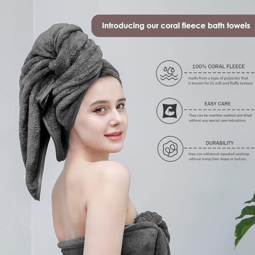 MAXOSHINE Microfiber Towels for Bath Large Size-Super Soft Coral Fleece Bathing Towel with Hook Quick Dry Super Absorbent-Bath Towel for Men and Women-70x140 cm, 350 GSM, Pack of 1 - Image 2
