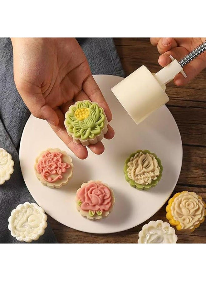 هابي دي ٦ قوالب لمMooncake، طوابع بسكويت، زهرة اللوتس لصنع بسكويت منتصف الخريف يدويًا، أداة زخرفة المعجنات، صانع Mooncake (٥٠ جرام) - Image 3