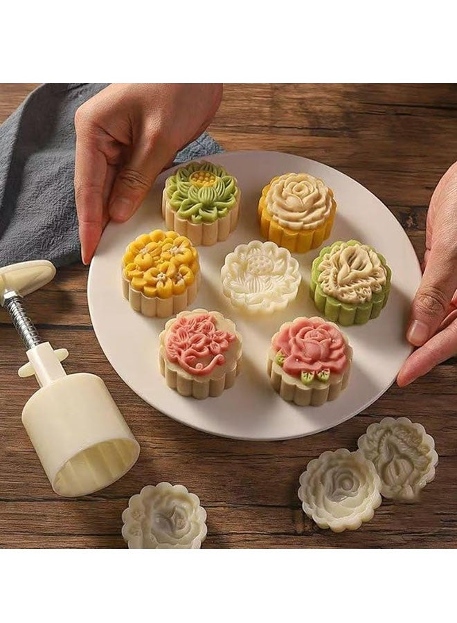 هابي دي ٦ قوالب لمMooncake، طوابع بسكويت، زهرة اللوتس لصنع بسكويت منتصف الخريف يدويًا، أداة زخرفة المعجنات، صانع Mooncake (٥٠ جرام) - Image 4