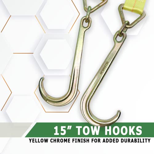 Boxer Tow Straps V Bridle 3” x 24” with J Hooks, Recovery V Strap, Rollback, Car Hauler, Towing – B/S 16,200lbs - Image 3
