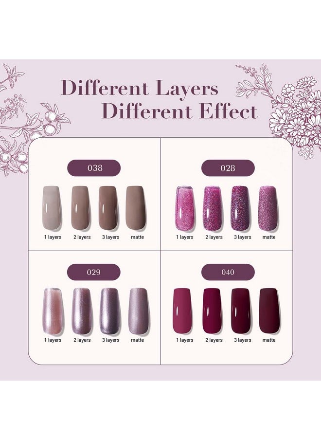 AZUREBEAUTY AZUREBEAUTY Nail Polish Set, 4 Colors Brown Purple Glitter Fall Winter Vegan Quick Dry Natural Nail Lacquer Strengthening Treatment Kit with Top Coat DIY Salon at Home  - Image 5