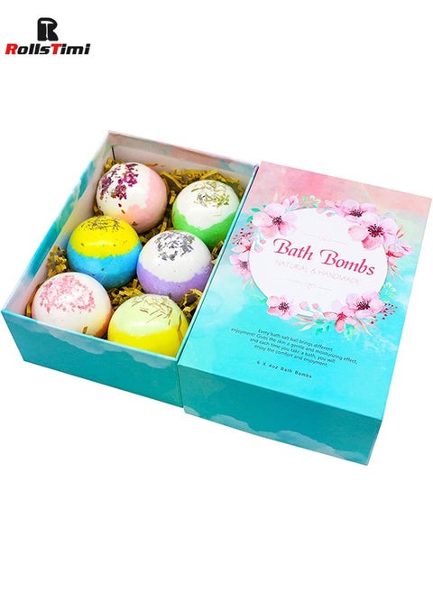 6PCS Flower Bath Bomb, Colorful Bulb