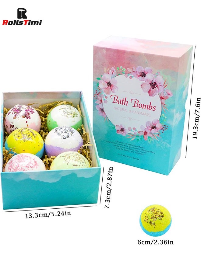 6PCS Flower Bath Bomb, Colorful Bulb