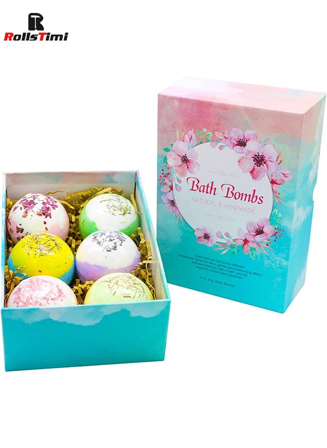 6PCS Flower Bath Bomb, Colorful Bulb