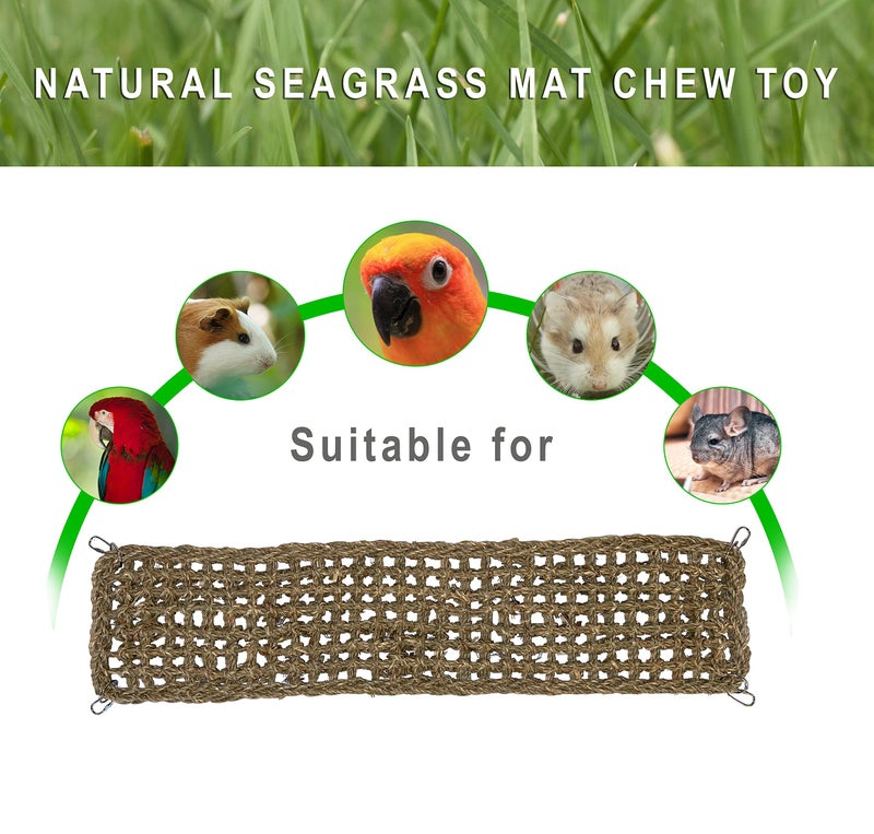 SIMENA Seagrass Mat for Birds, Natural Grass Woven Bird Net Hammock, Climbing Rope Ladder, Chew Toys for Parrots Lovebirds Cockatiels Conures Budgies, Cockatoos (Small) - Image 4