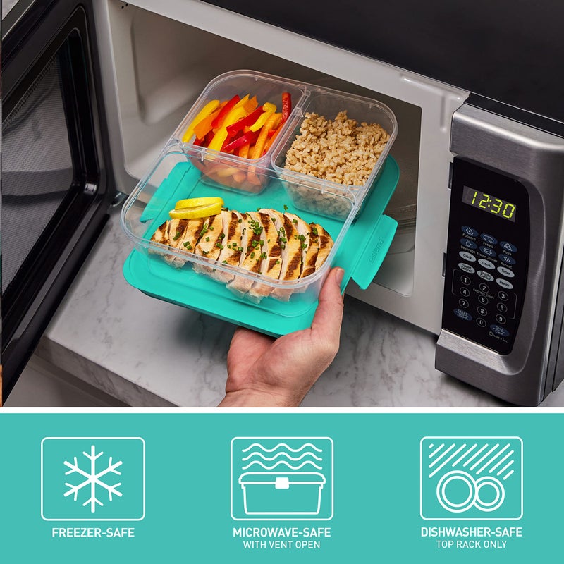 سيستيما Sistema Nest It وجبة الإعدادية حاويات تخزين الطعام مع أغطية 3 مقصورات 5 عبوات تيل - Image 5