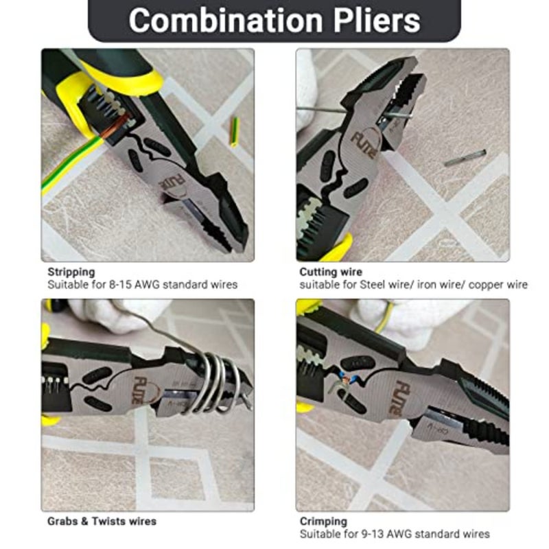 Industrial use, chrome vanadium steel, black and silver, 4-in-1 multifunctional lineman plier with wire stripper, crimper, cutter, and winding function - Image 5