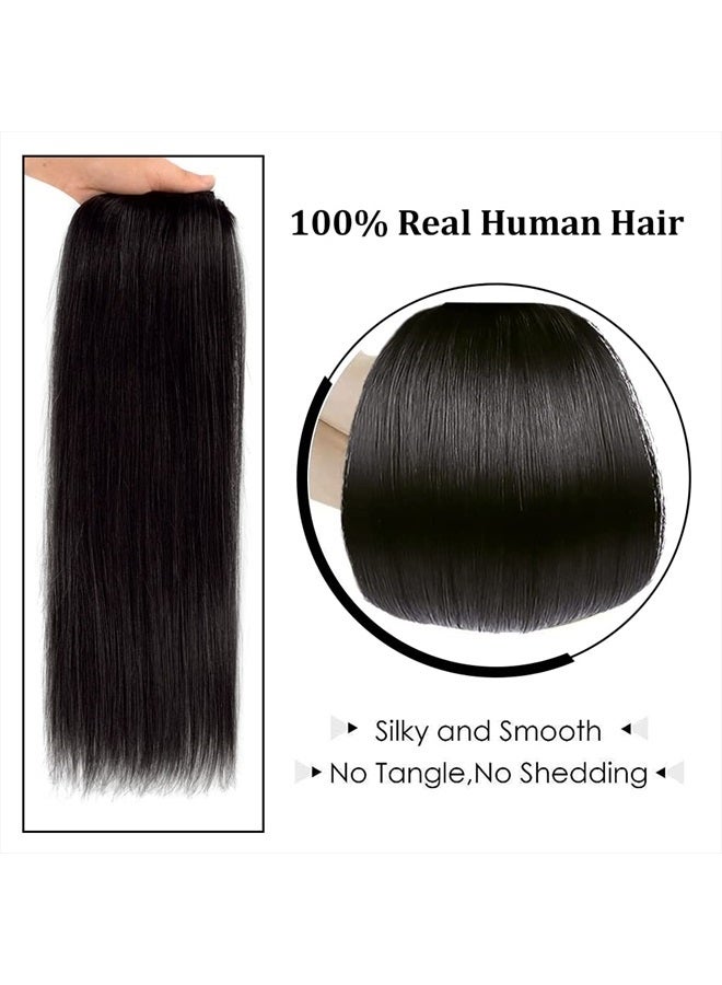 Winsky 22" Hair Extensions Clip in Human Hair for Women - Silky Straight Remy Real Long Human Hair Clip on 90grams 4pieces #1B Color - Image 5