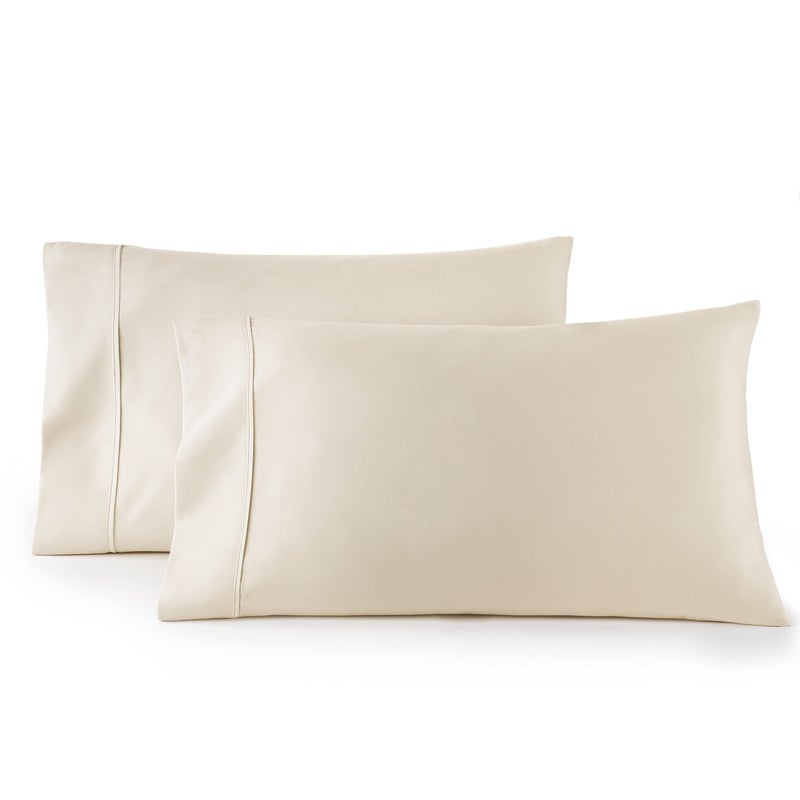 HC Collection Pillow Cases Standard Size/Queen Size Set of 2- Microfiber, Extra Soft Pillowcases - Easy Care & Machine Washable - Cream - Image 1