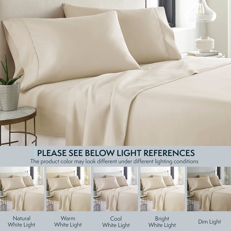 HC Collection Pillow Cases Standard Size/Queen Size Set of 2- Microfiber, Extra Soft Pillowcases - Easy Care & Machine Washable - Cream - Image 4