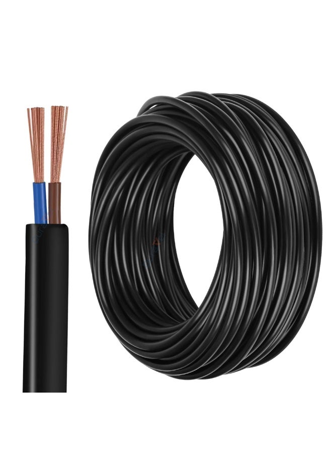 درافل سلك كهربائي دورافيل، معزول بمادة PVC سوداء، سلك طاقة دائري مرن (أسود، ثنائي النواة، 20 متر، 0.75 مم) - Image 1