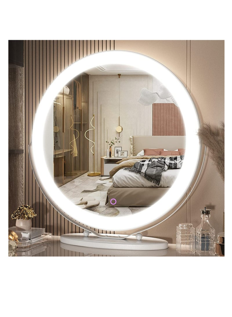 20 inch Large Vanity Makeup Mirror with Lights, 3 Color Lighting Modes | Round Lighted Up Makeup Mirror with Dimming LED - Image 1