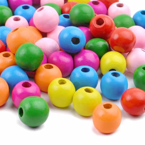 Adikala 16 mm Wooden Beads for Bracelet Making, Jewellery, Bag, Craft & Home Decor - DIY Art & Craft 100PC (Multi Color) - Image 2