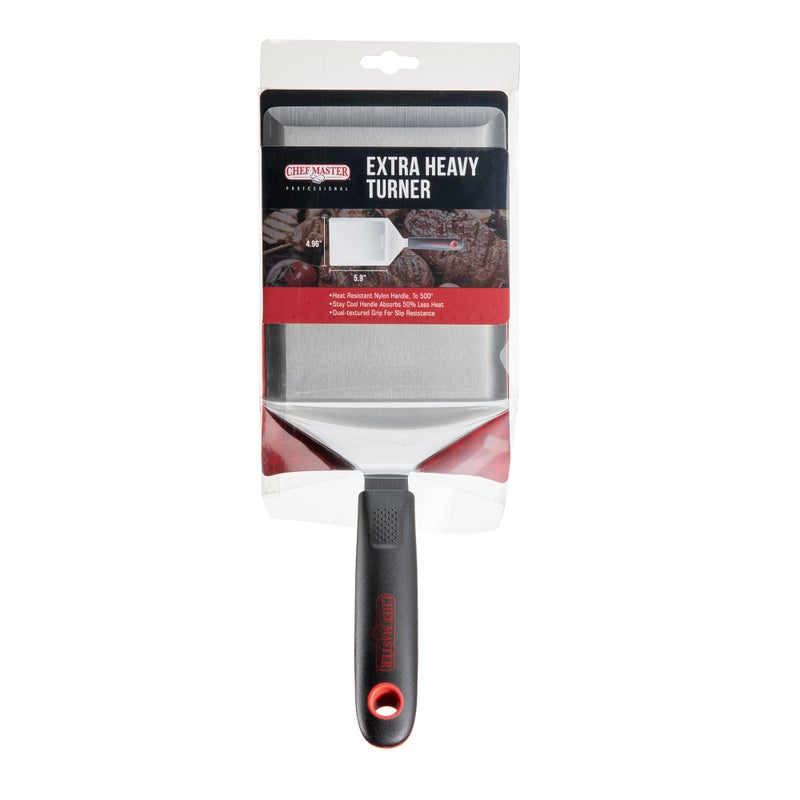 Chef-Master Chef Master 90286 High Heat Extra Heavy Turner Spatula  5.9"" x 4.96"" Blade | Heat Resistant Handle | Slip Resistant Grip | Dishwasher Safe - Image 2