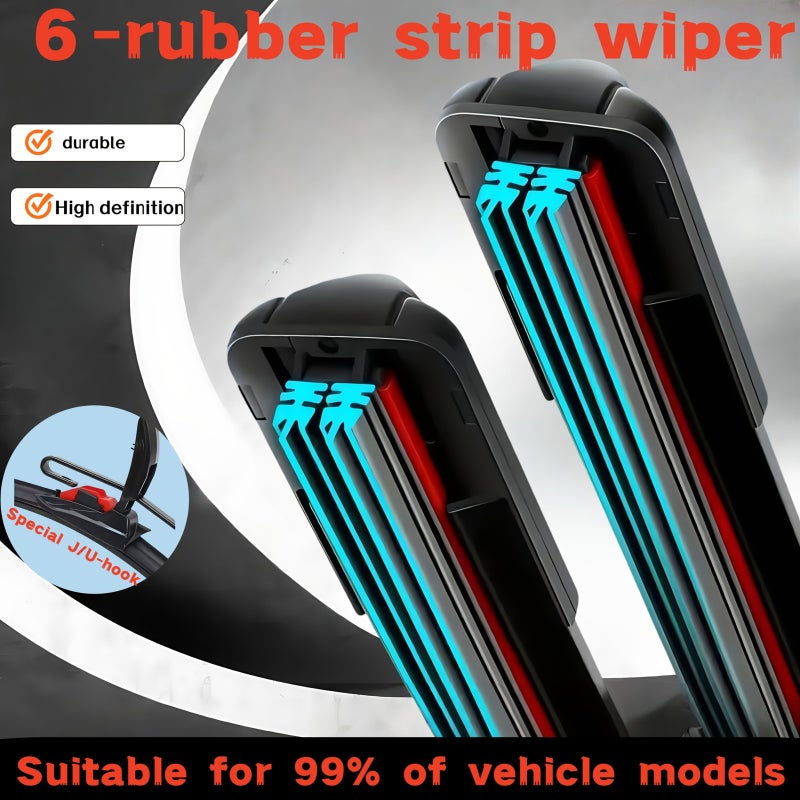 6 Layer Rubber Windshield Wiper 20 Inch 50cm High Definition Quiet Durable For J U Style Hook On Wipers Essential Car Accessory - Image 1