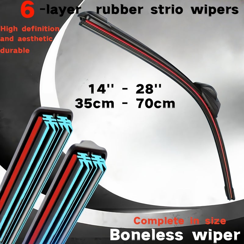 6 Layer Rubber Windshield Wiper 20 Inch 50cm High Definition Quiet Durable For J U Style Hook On Wipers Essential Car Accessory - Image 2