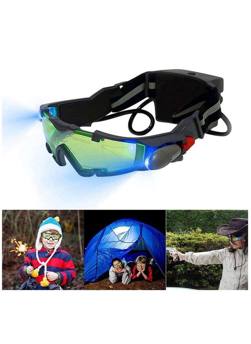 Generic - Spy Night Vision Goggles for Kids, Adjustable Spy Gear Night Mission Goggles with Flip-Out Lights Green Lens as Childrens' Gift for Racing Bicycling Skiing to Protect Eyes - Image 1