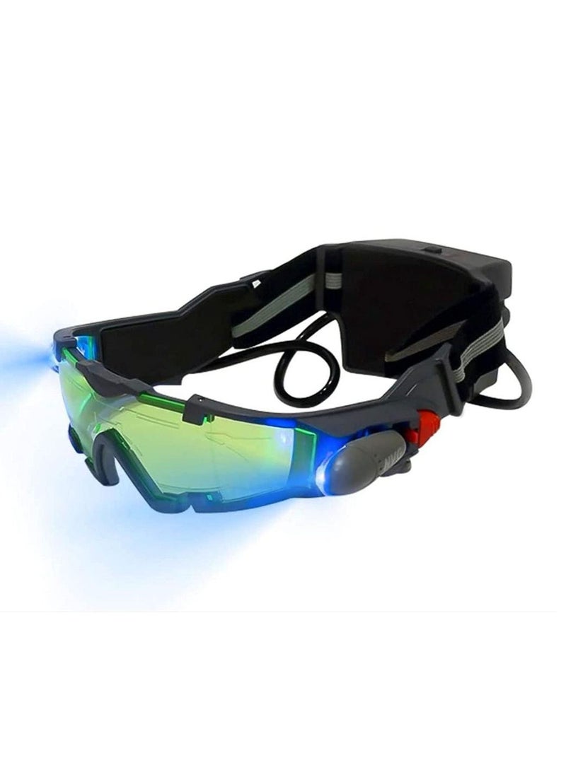 Generic - Spy Night Vision Goggles for Kids, Adjustable Spy Gear Night Mission Goggles with Flip-Out Lights Green Lens as Childrens' Gift for Racing Bicycling Skiing to Protect Eyes - Image 1