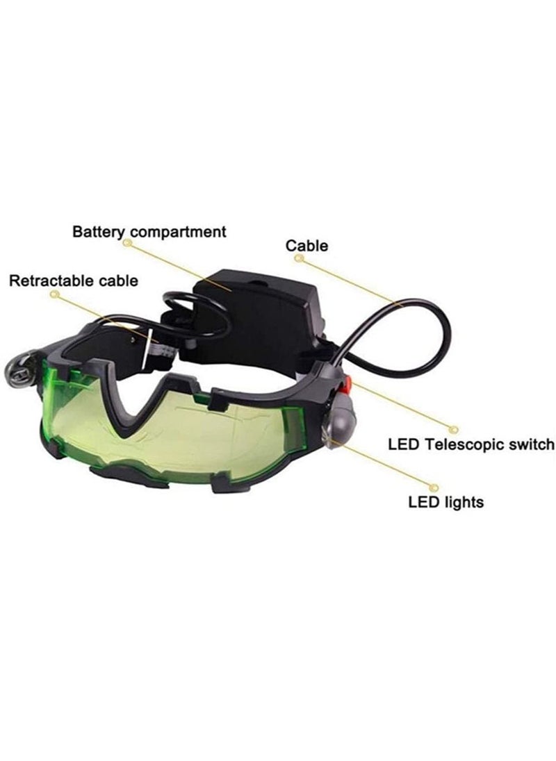 Generic - Spy Night Vision Goggles for Kids, Adjustable Spy Gear Night Mission Goggles with Flip-Out Lights Green Lens as Childrens' Gift for Racing Bicycling Skiing to Protect Eyes - Image 1