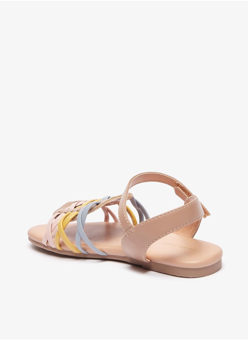 Flora Bella By Shoexpress - Girls Solid Cross Strap Sandals with Hook and Loop Closure - Image 1