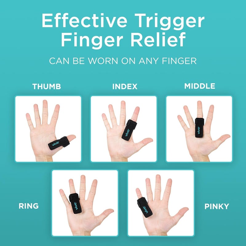Trigger Finger Splint Support Brace for Pain Relief - 2-Pack, Black - Image 2