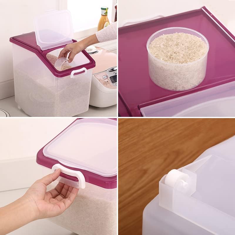 Premify Rice Storage Containers 2pcs (5kg & 10kg)-Food Storage Container with Lid, BPA Free Plastic Large Cereal Storage Box, Multifunctional Containers for Kitchen Food with Measuring Cups - Image 5
