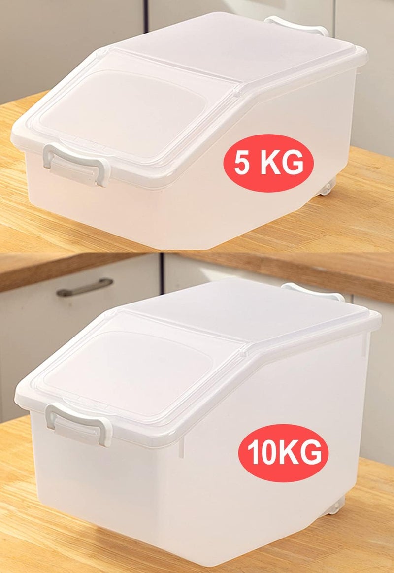 Premify Rice Storage Containers 2pcs (5kg & 10kg)-Food Storage Container with Lid, BPA Free Plastic Large Cereal Storage Box, Multifunctional Containers for Kitchen Food with Measuring Cups - Image 2
