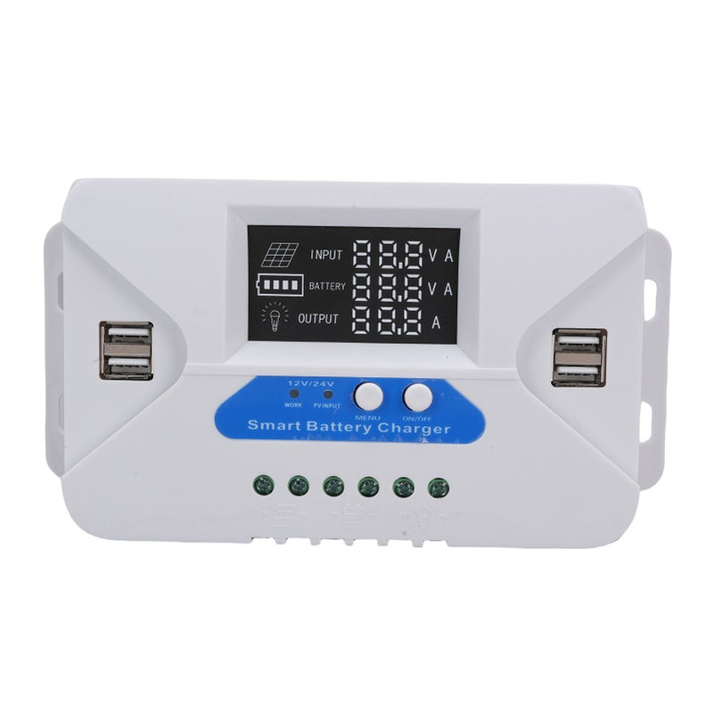 Adaptive Solar Charge Controller Solar Panel Regulator with LCD Display 4 USB Ports Aluminum Plate 80A - Image 1