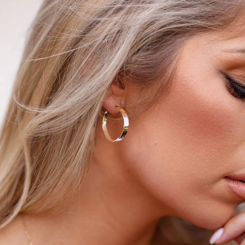 EXGOX 4MM Wide Silver Hoop Earrings for Women Sterling Silver Large Hoop Earrings 14K Real Gold Plated Hoop Earrings Hypoallergenic 925 Silver Big Hoop Earrings for Women (30/40/50/60mm) - Image 3