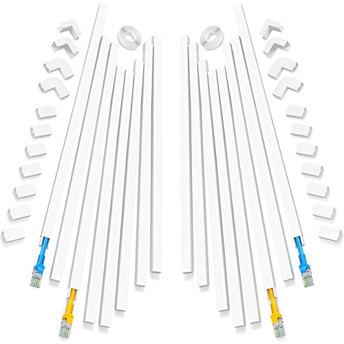 Yecaye 250in Cord Hider, One-Line Cable Hider, Yecaye Small Cord Covers for Wires on Wall System, Cable Raceway Kit for Max 2 Cords, Wire Hiders for Tv on Wall, Wire Hider, 16XL15.7in W0.59in H0.4in, White - Image 1