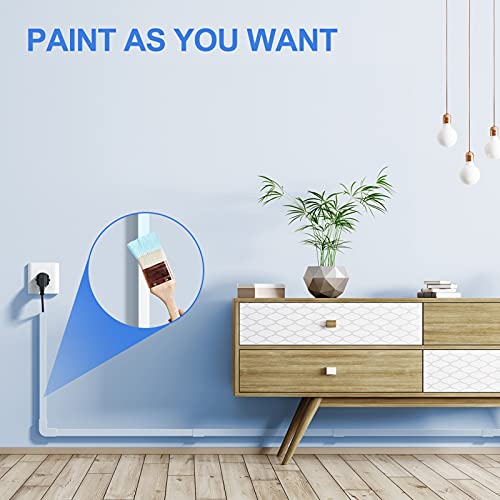 Yecaye 250in Cord Hider, One-Line Cable Hider, Yecaye Small Cord Covers for Wires on Wall System, Cable Raceway Kit for Max 2 Cords, Wire Hiders for Tv on Wall, Wire Hider, 16XL15.7in W0.59in H0.4in, White - Image 5