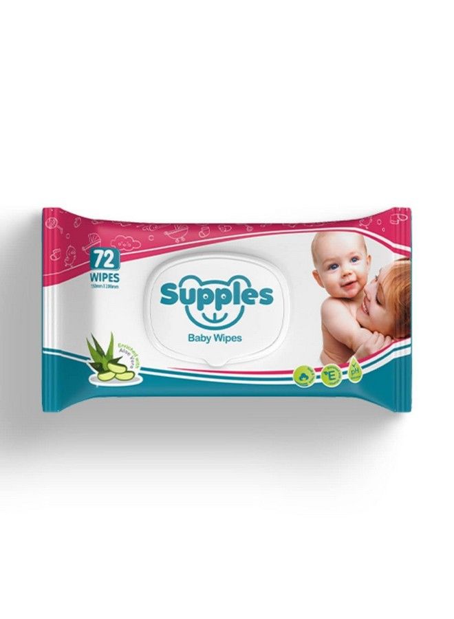 Supples Baby Wet Wipes With Lid Enriched With Aloe Vera 72 Wipes Pack (Pack Of 4) - Image 4